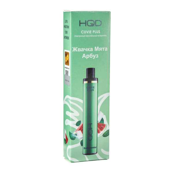 Одноразовая электронная сигарета HQD Cuvie Plus bubblewater (Жвачка мята арбуз) 1200 затяжек в Севастополе